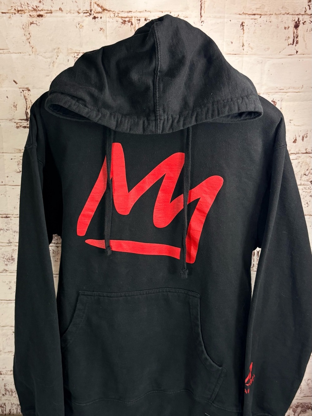 Moth Black Hoodie with Red Crown Graphic